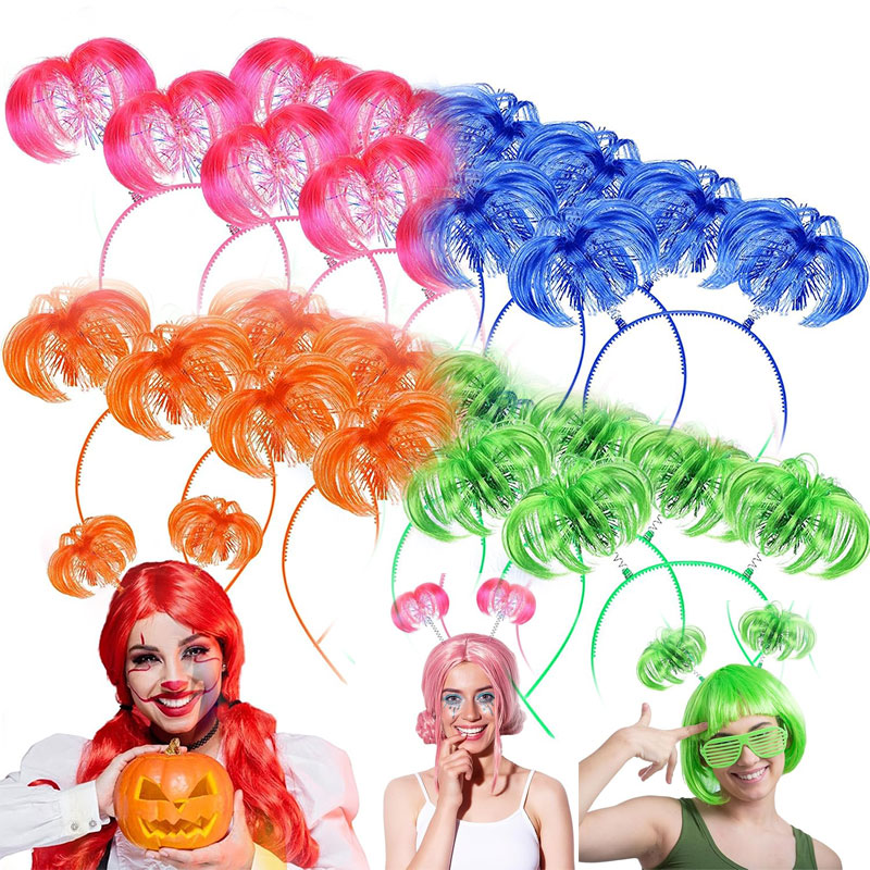 Tinsel Garland Decoration - 6/12個入り ポンポンヘッドバンド ヘアティンセル ヘアアクセサリー ポニーテール ヘッドウェア