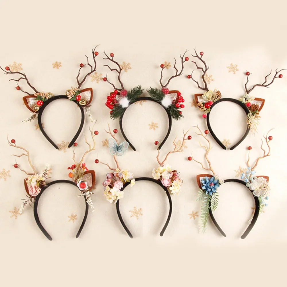 Reindeer Antlers Headband - トナカイの角が付いたクリスマスヘアバンド。ベルが付いており、女の子向けのクリスマスパーティーの衣装やアクセサリーとして最適。