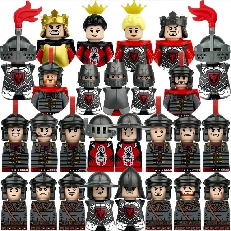 Lego Set Technic - 中世ヨーロッパ、中世ローマの戦士、十字軍、テンプル騎士団、軍事人物、ブロック玩具、城、王、軍団セット