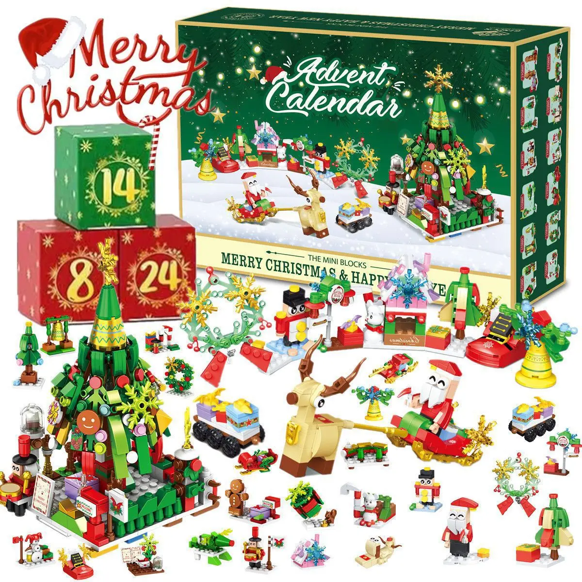 Lego Set Technic - 新作24年クリスマス・ブロックおもちゃ・ブラインドボックスセット、クリスマスアドベントカレンダー、DIY教育玩具キット、子供から大人まで楽しめるギフト。