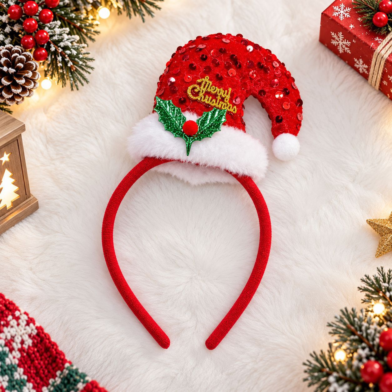 クリスマスヘッドバンド、サンタ帽、ふわふわ素材のクリスマスツ - Reindeer Antlers Headband のレビューと価格