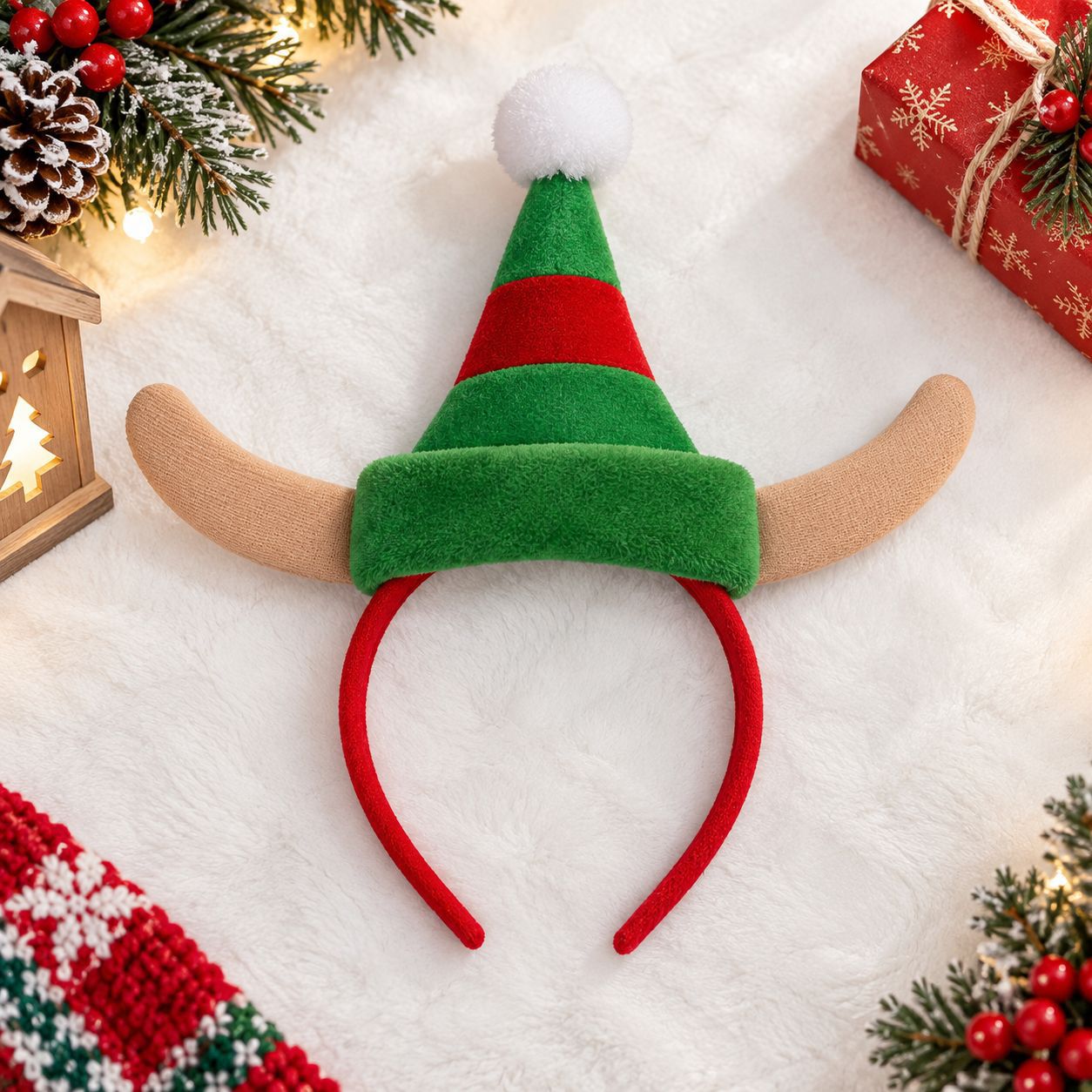 クリスマスヘッドバンド、サンタ帽、ふわふわ素材のクリスマスツ - Reindeer Antlers Headband のレビューと価格