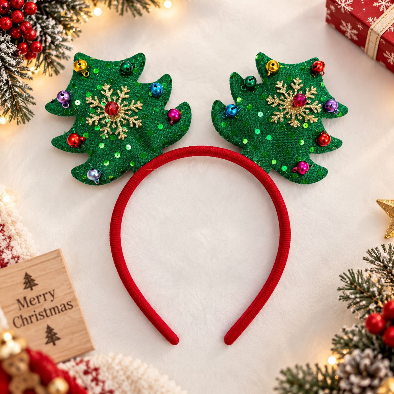 クリスマスヘッドバンド、サンタ帽、ふわふわ素材のクリスマスツ - Reindeer Antlers Headband のレビューと価格