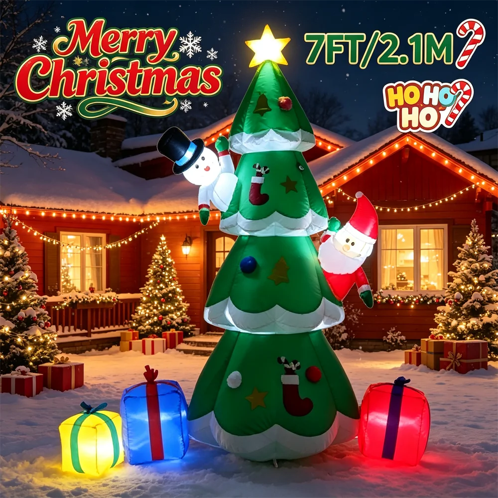 高さ7フィートの光るクリスマス装飾用インフレータブルモデル。 - Christmas Tree Artificial のレビューと価格