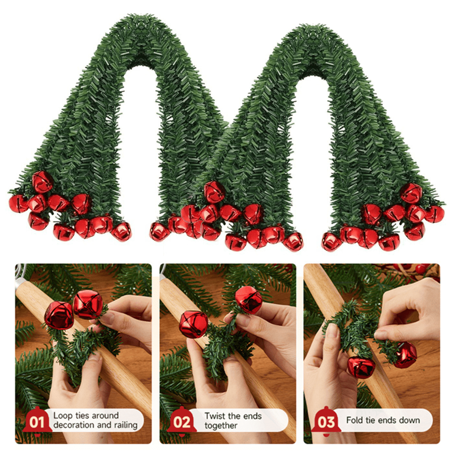 8個または16個入り、お祝いの緑色のキラキラ装飾ベル、クリス - Tinsel Garland Decoration のレビューと価格