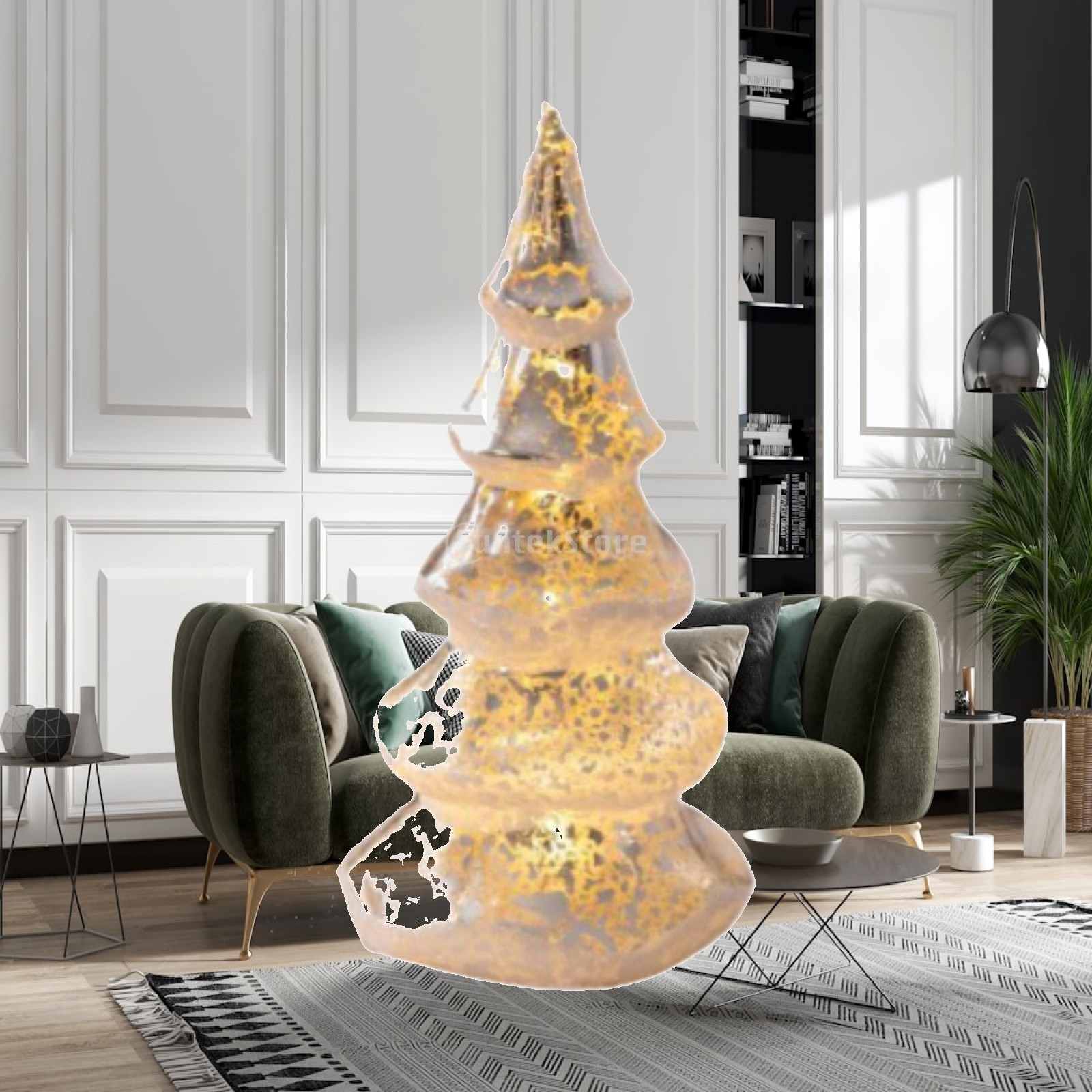 人工クリスマスツリーのガラス製オーナメント。テーブル、机、棚 - Christmas Tree Artificial のレビューと価格