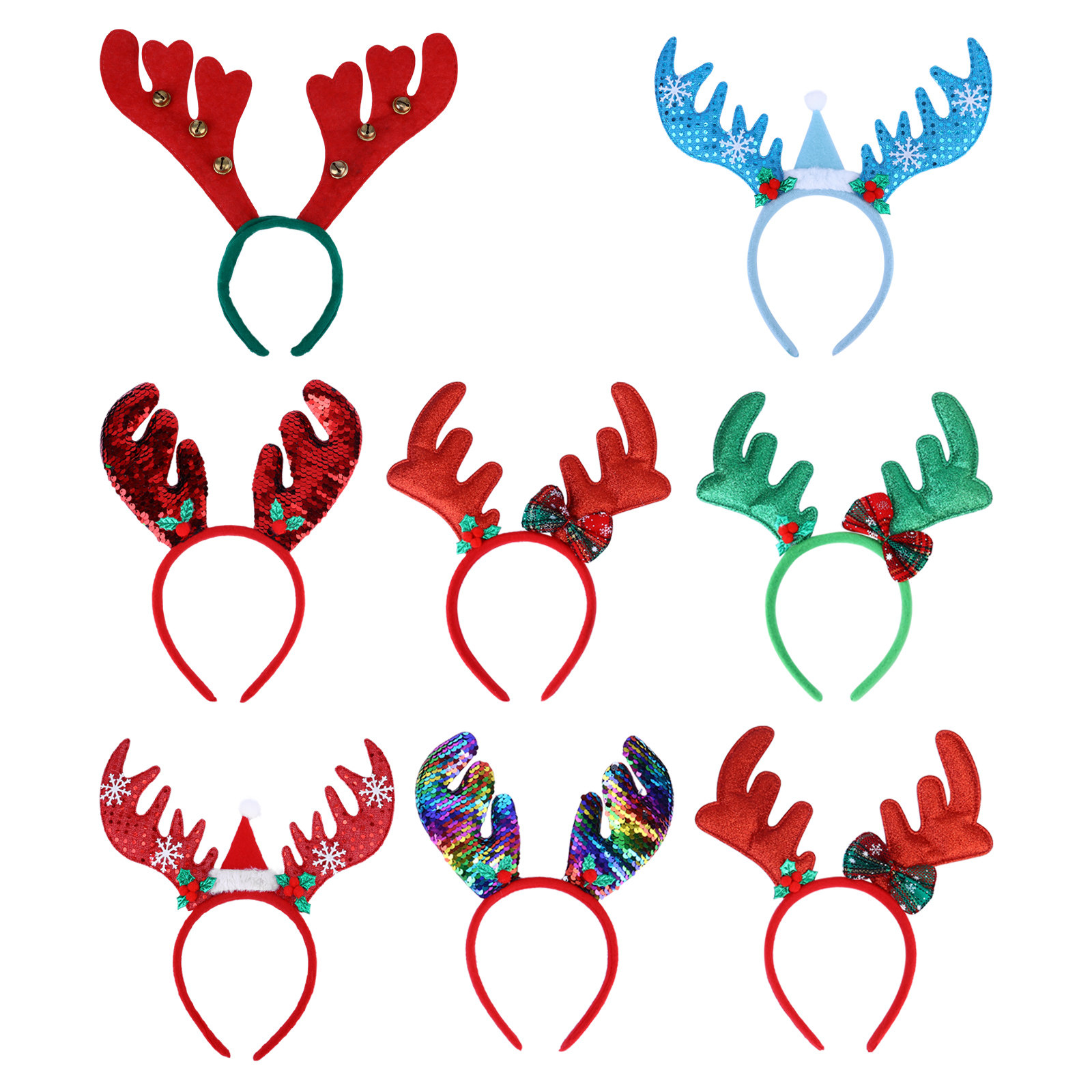 8個入り、角のついたヘッドドレス、ピンク色のヘアバンド、かわ - Reindeer Antlers Headband のレビューと価格