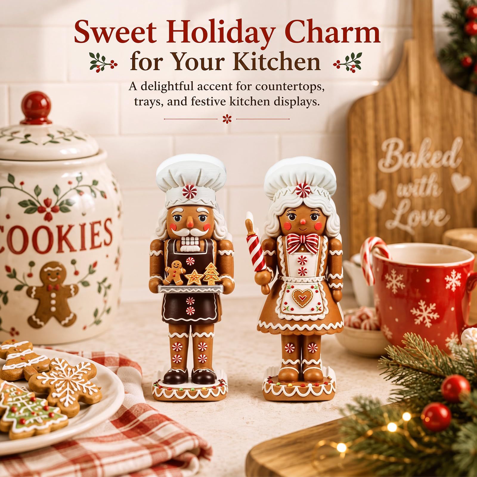 木製のクリスマスオーナメント2点セット - クリスマスギフト - Nutcracker Figurine のレビューと価格