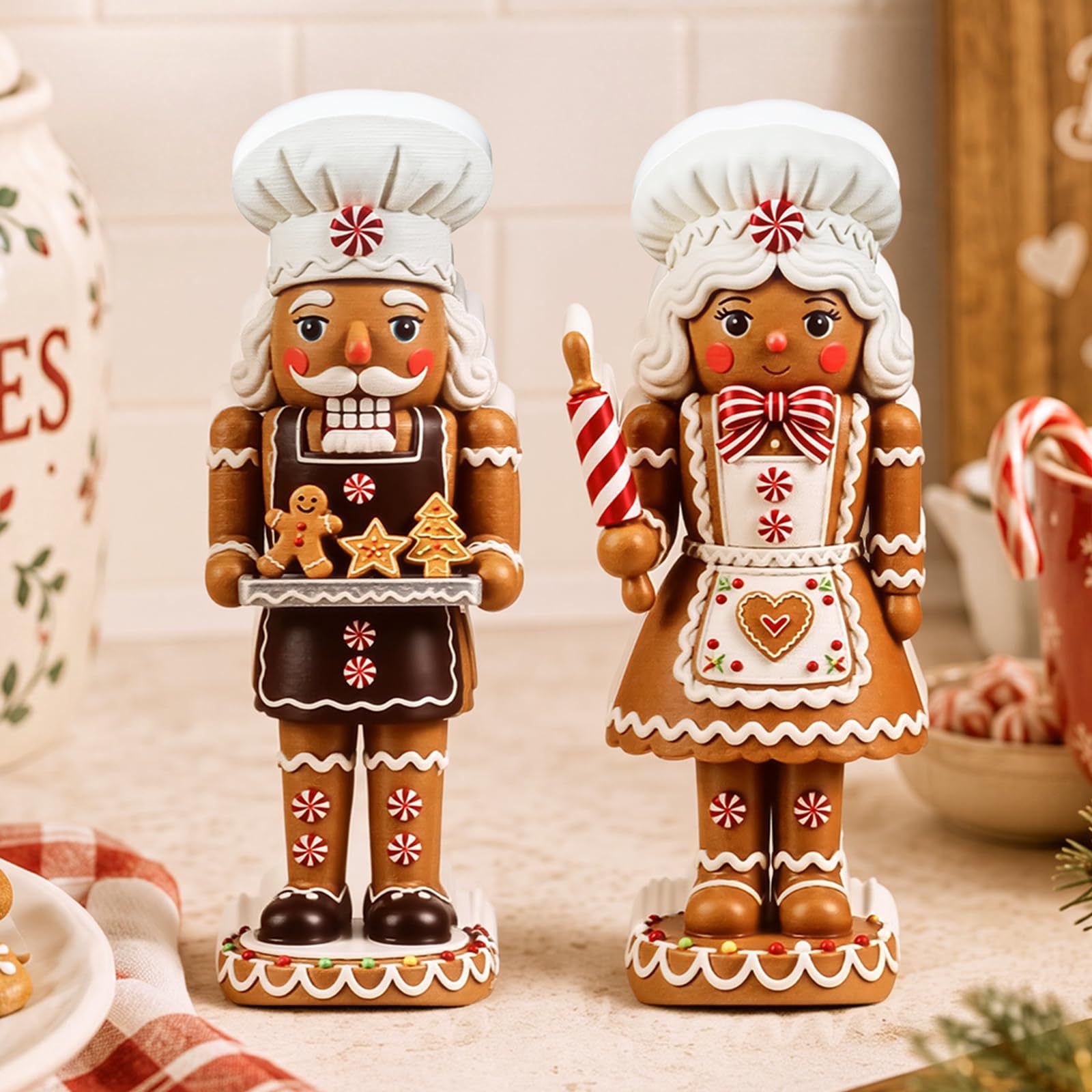 木製のクリスマスオーナメント2点セット - クリスマスギフト - Nutcracker Figurine のレビューと価格