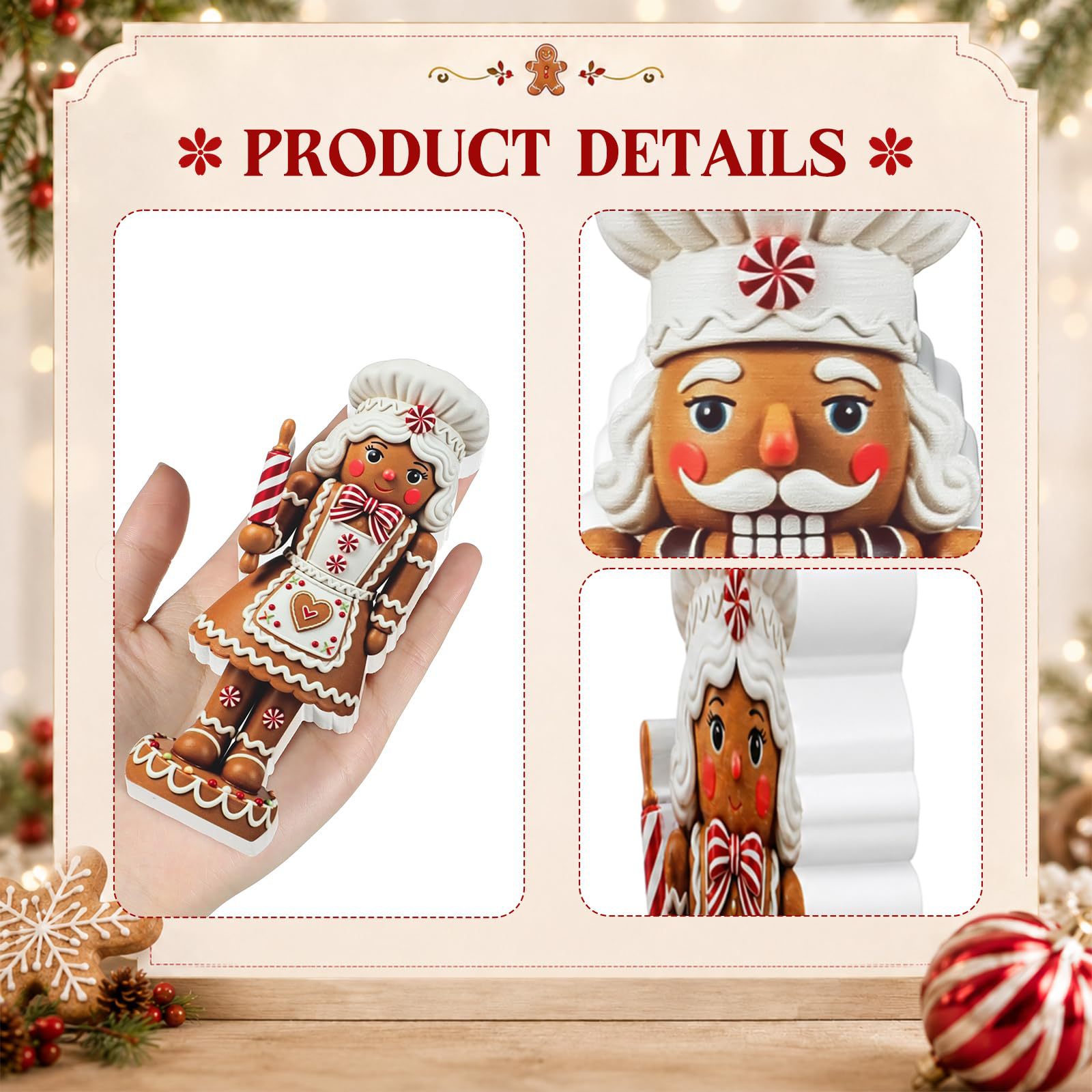木製のクリスマスオーナメント2点セット - クリスマスギフト - Nutcracker Figurine のレビューと価格