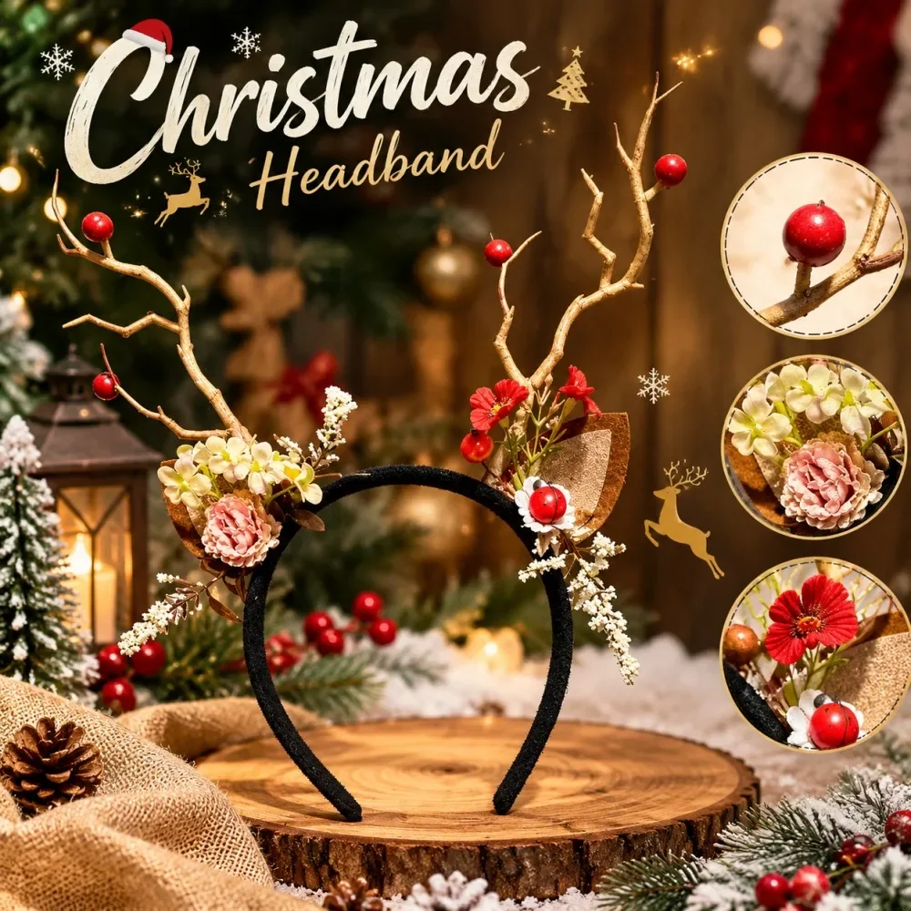 トナカイの角が付いたクリスマスヘアバンド。ベルが付いており、 - Reindeer Antlers Headband のレビューと価格