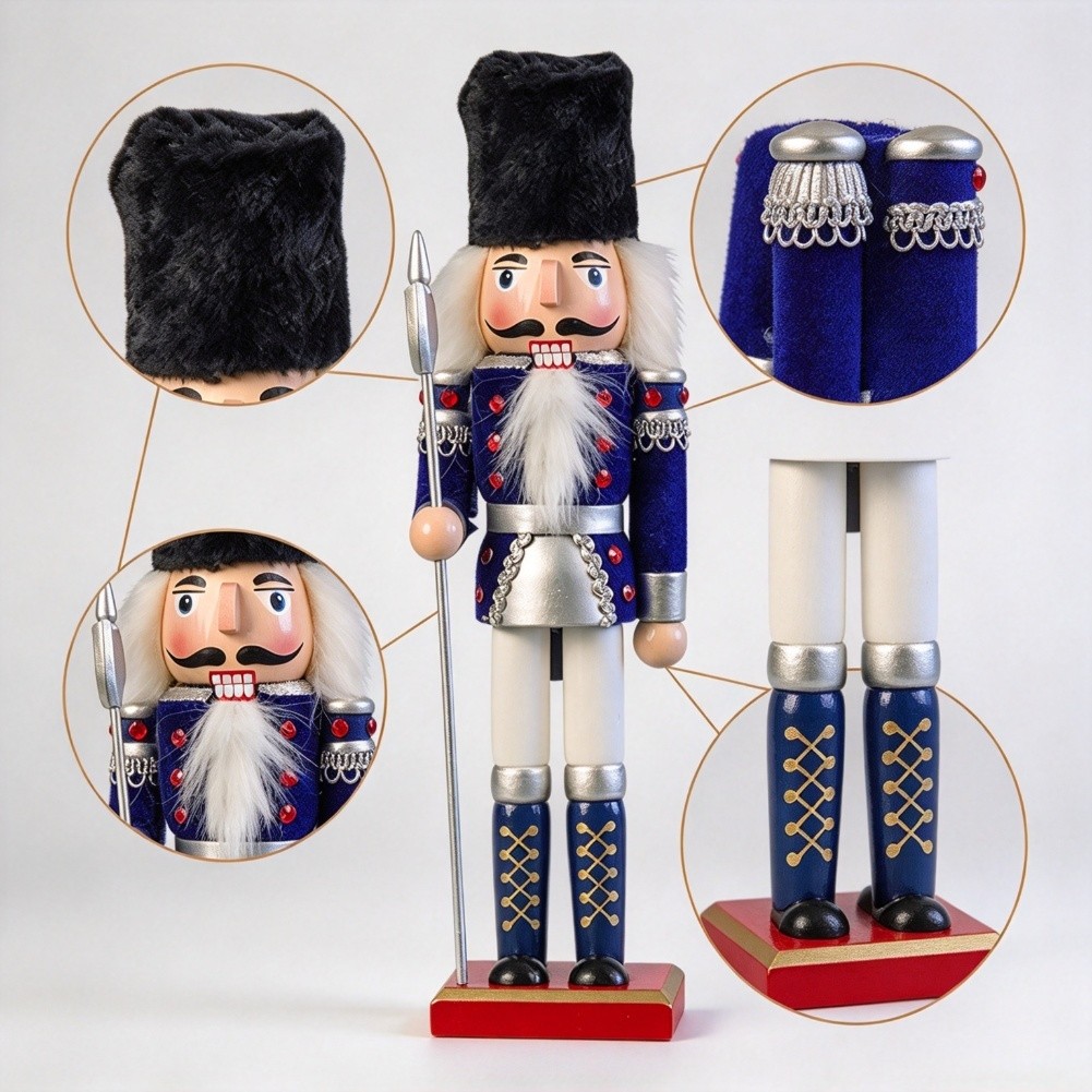 30cmの木製くるみ割り人形。クリスマスオーナメントとして、 - Nutcracker Figurine のレビューと価格