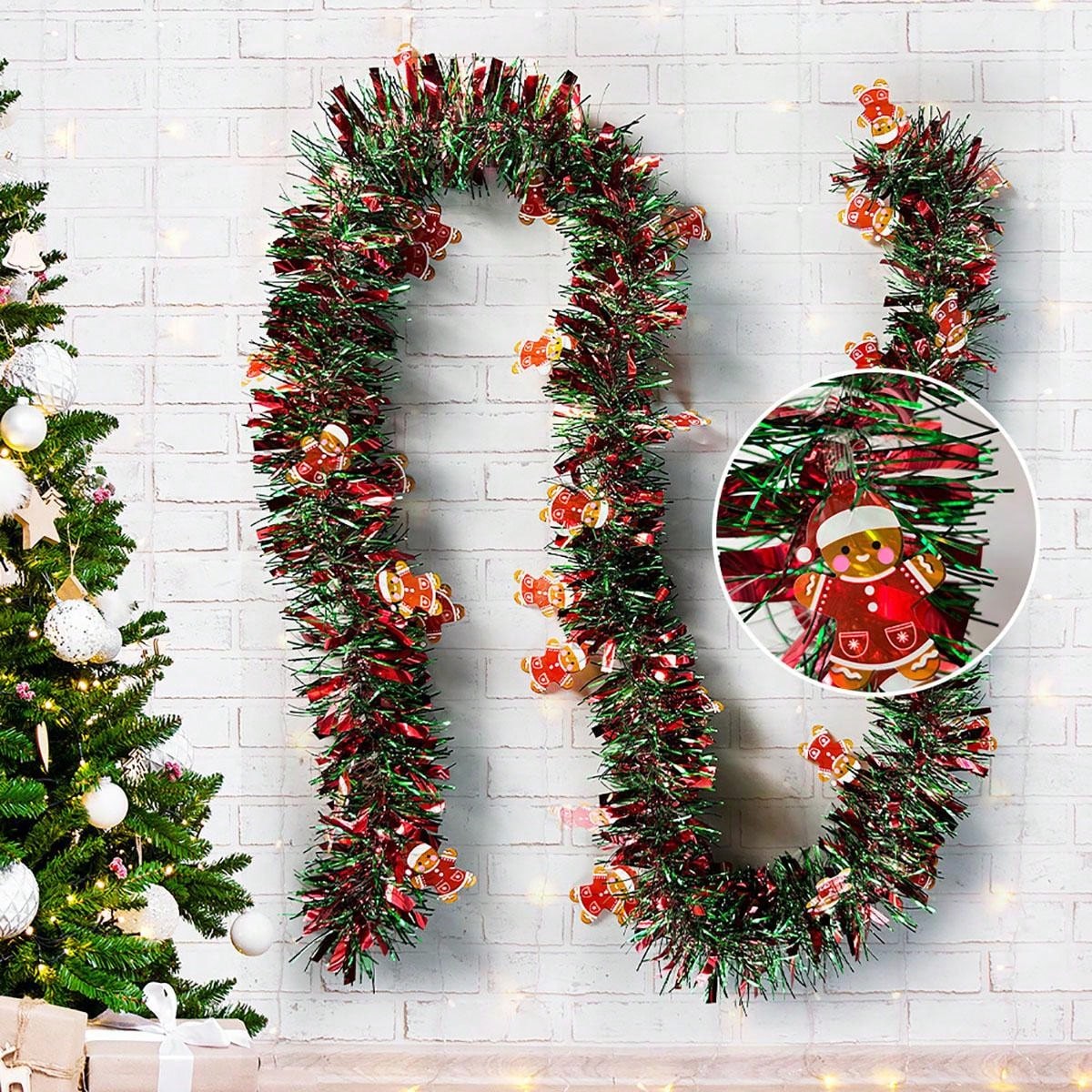 クリスマスガーランド装飾品。赤と緑のクリスマスツリーガーラン - Tinsel Garland Decoration のレビューと価格