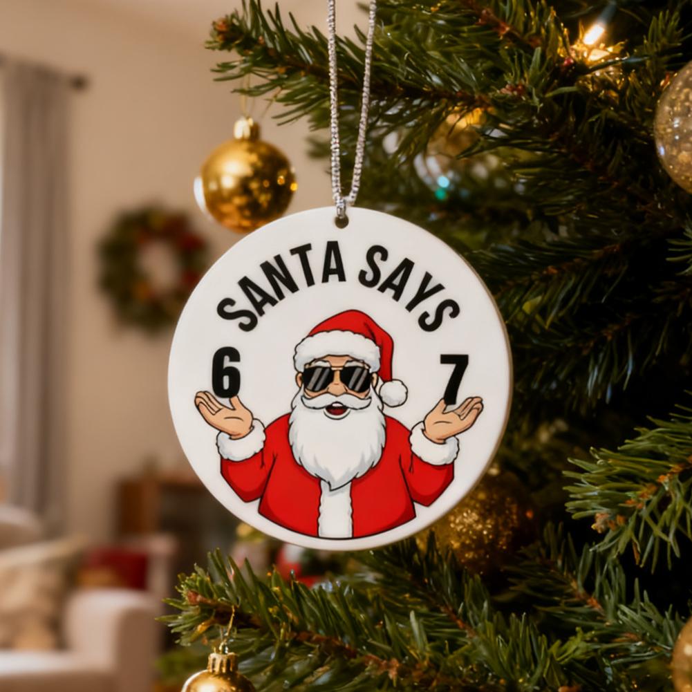 面白いサンタが「シックスセブン」と言っているクリスマスオーナ - Christmas Stocking Hanging のレビューと価格