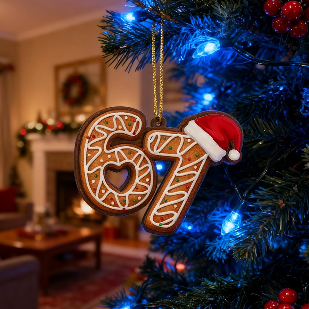 面白いサンタが「シックスセブン」と言っているクリスマスオーナ - Christmas Stocking Hanging のレビューと価格