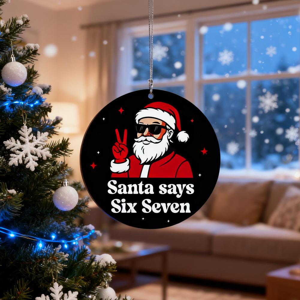 面白いサンタが「シックスセブン」と言っているクリスマスオーナ - Christmas Stocking Hanging のレビューと価格